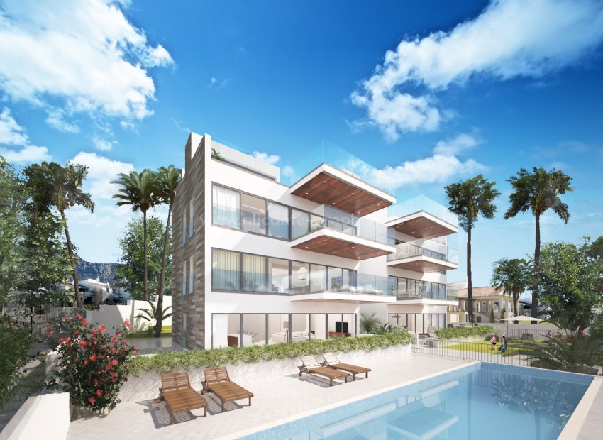Ny luksus-leilighet i Santa Pola 20 meter fra stranden. 3 soverom. Fantastisk utsikt fra terrasse til sjøen og til øya Tabarca