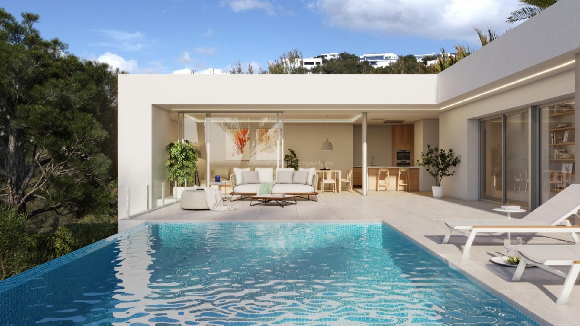 Nybygget luksus-villa Benitachell, Cumbre del Sol, 3 soverom, 3 bad, fantastisk imponerende evighetsbasseng smelter sammen med  havet.