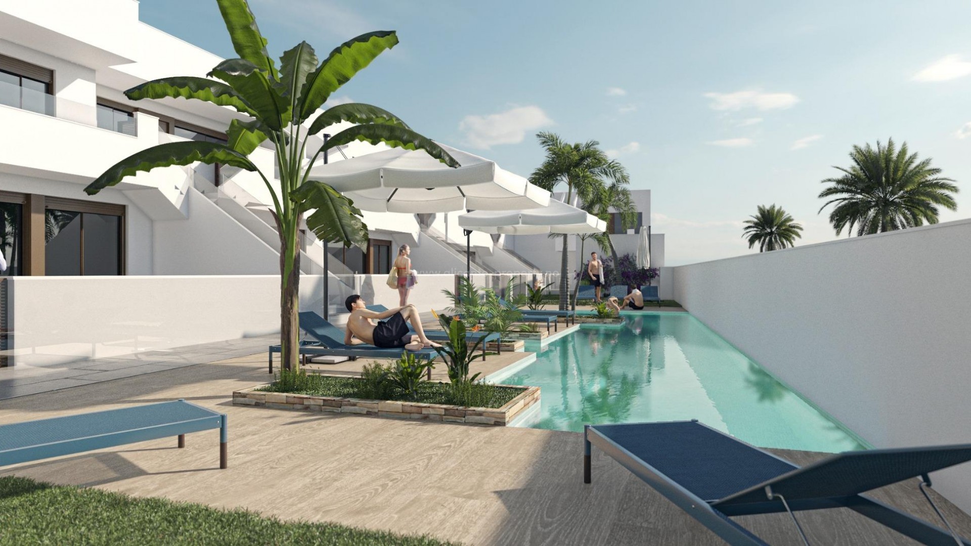 16 new bungalows and apartments in Pilar de La Horadada, 2/3 bedrooms, 2 bathrooms, communal pool, large terraces or roof terrace, private parking.