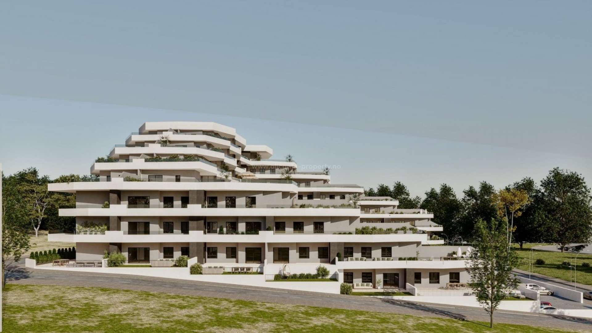 165 apartments in residential complex in San Miguel de Salinas, 2/3 bedrooms, communal swimming pool for adults and children, green areas, playground, near golf courses