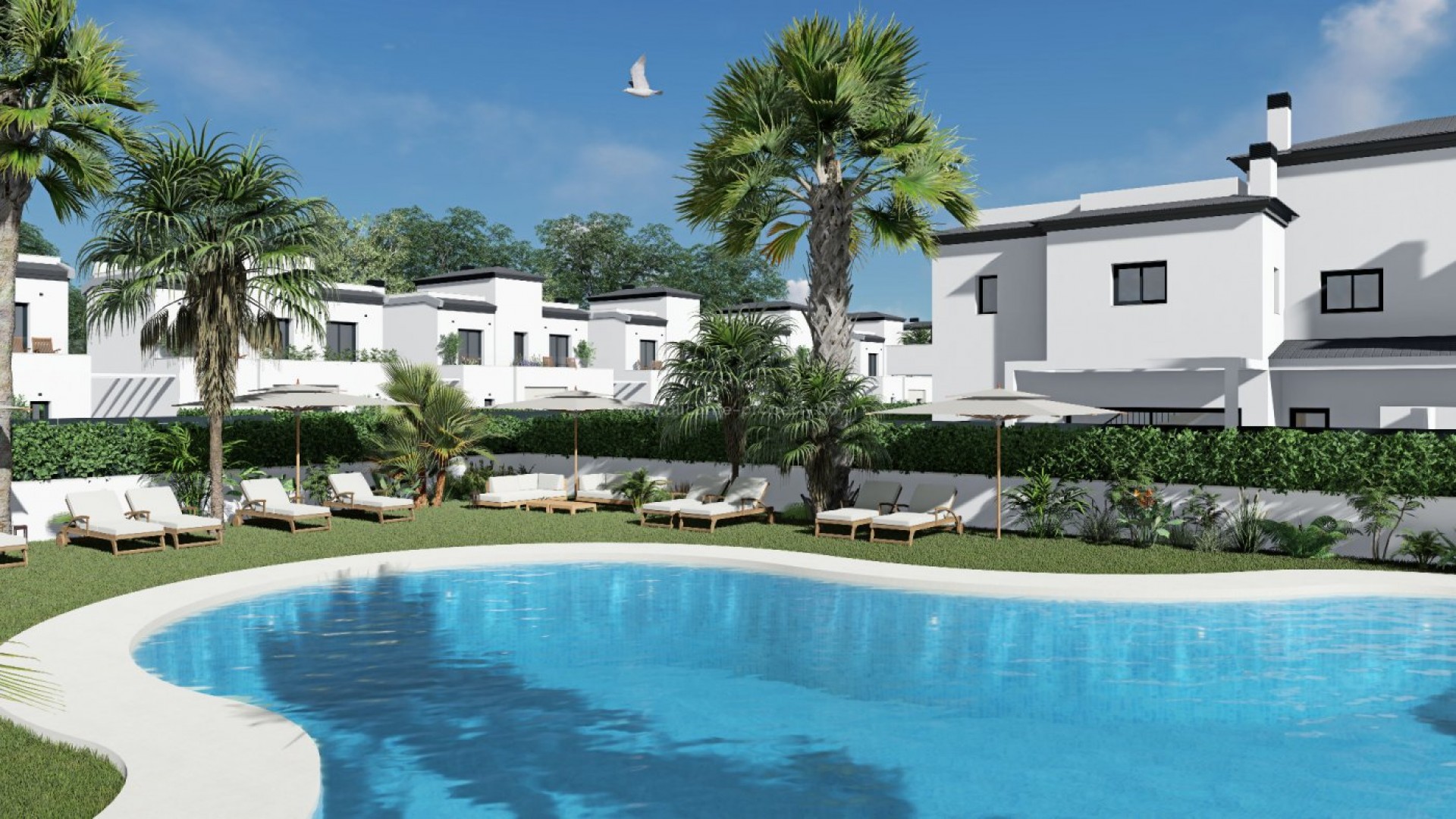 3 exclusive bungalows in Gran Alacant, Santa Pola, 2/3 bedrooms, 2/3 bathrooms, private garden, communal pool, garden area and playground,