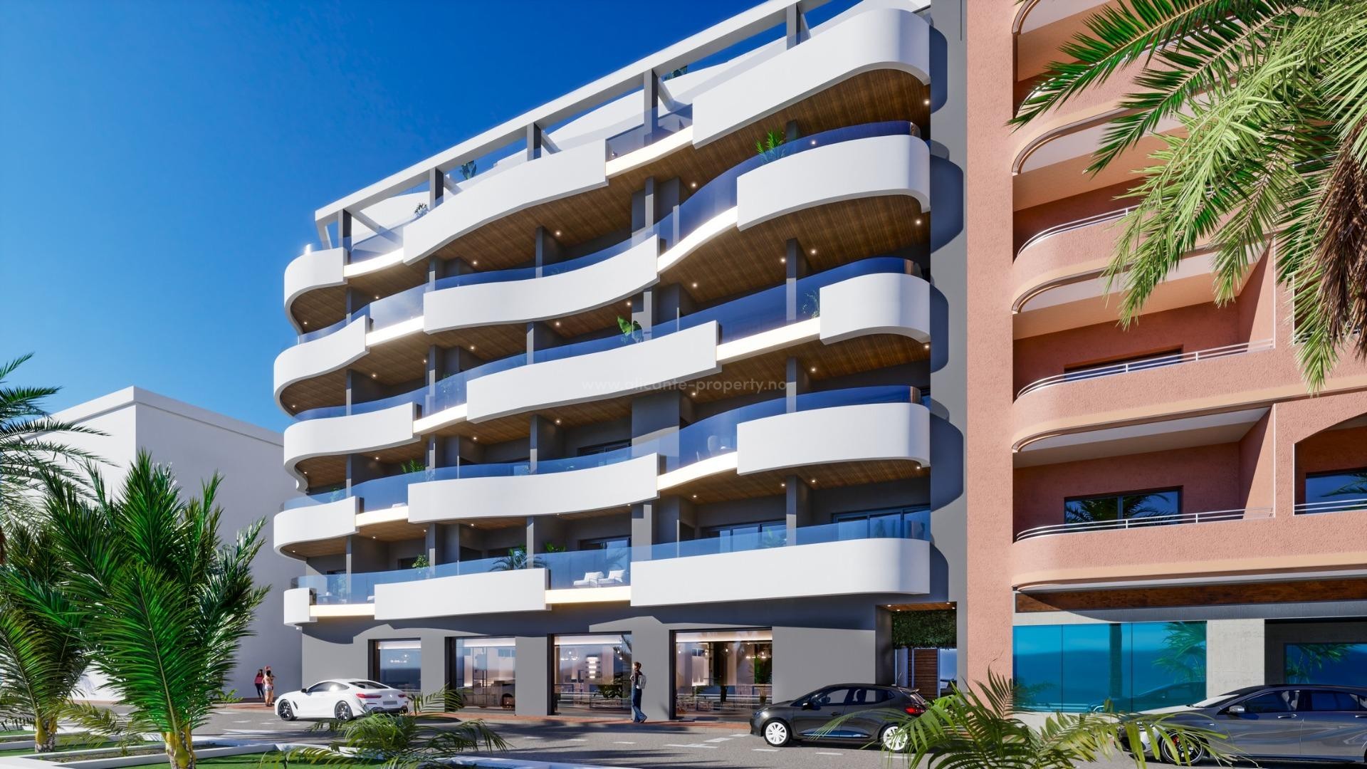 34 different exclusive stylish apartments in the center of Torrevieja, penthouses with fantastic panoramic views