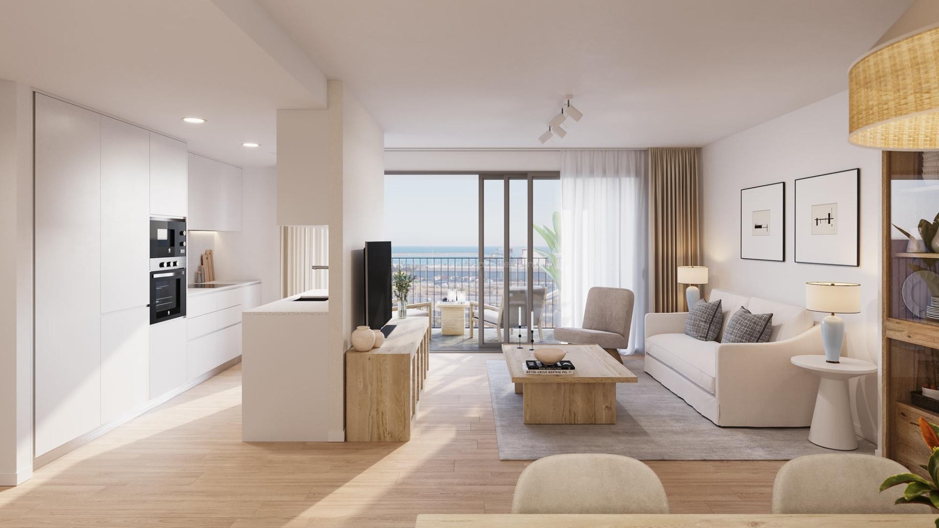 53 new exclusive apartments in Alicante city, 2/3/4 bedrooms, 2 bathrooms, incredible panoramic views, swimming pool, gym and roof terrace with sun terrace.