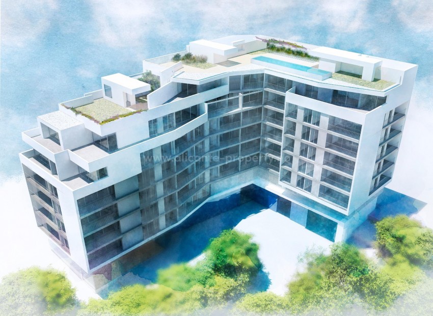 53 new exclusive apartments in Alicante city, 2/3/4 bedrooms, 2 bathrooms, incredible panoramic views, swimming pool, gym and roof terrace with sun terrace.