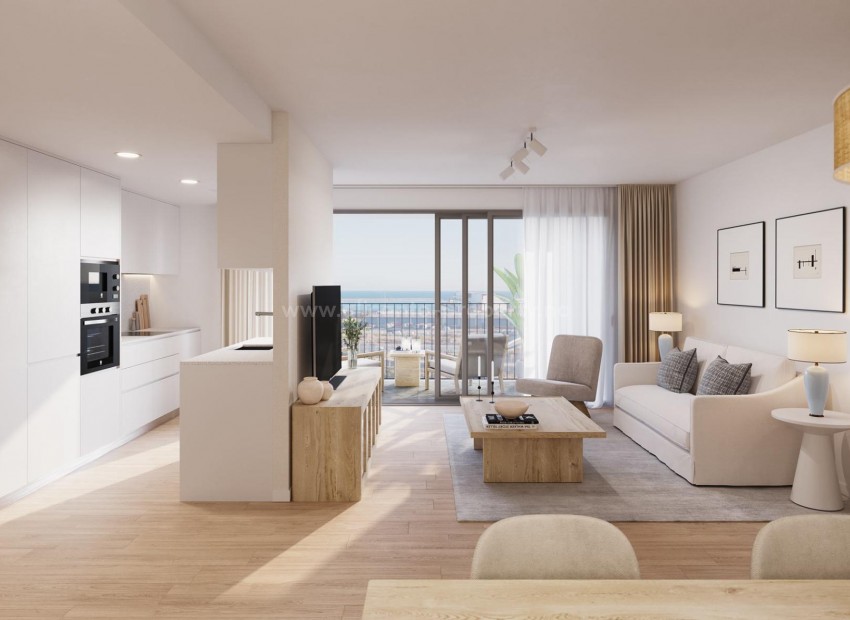 53 nye eksklusive leiligheter i Alicante by, 2/3/4 soverom, 2 bad, utrolig panoramautsikt, svømmebasseng, treningsstudio og takterrasse med solterrasse.