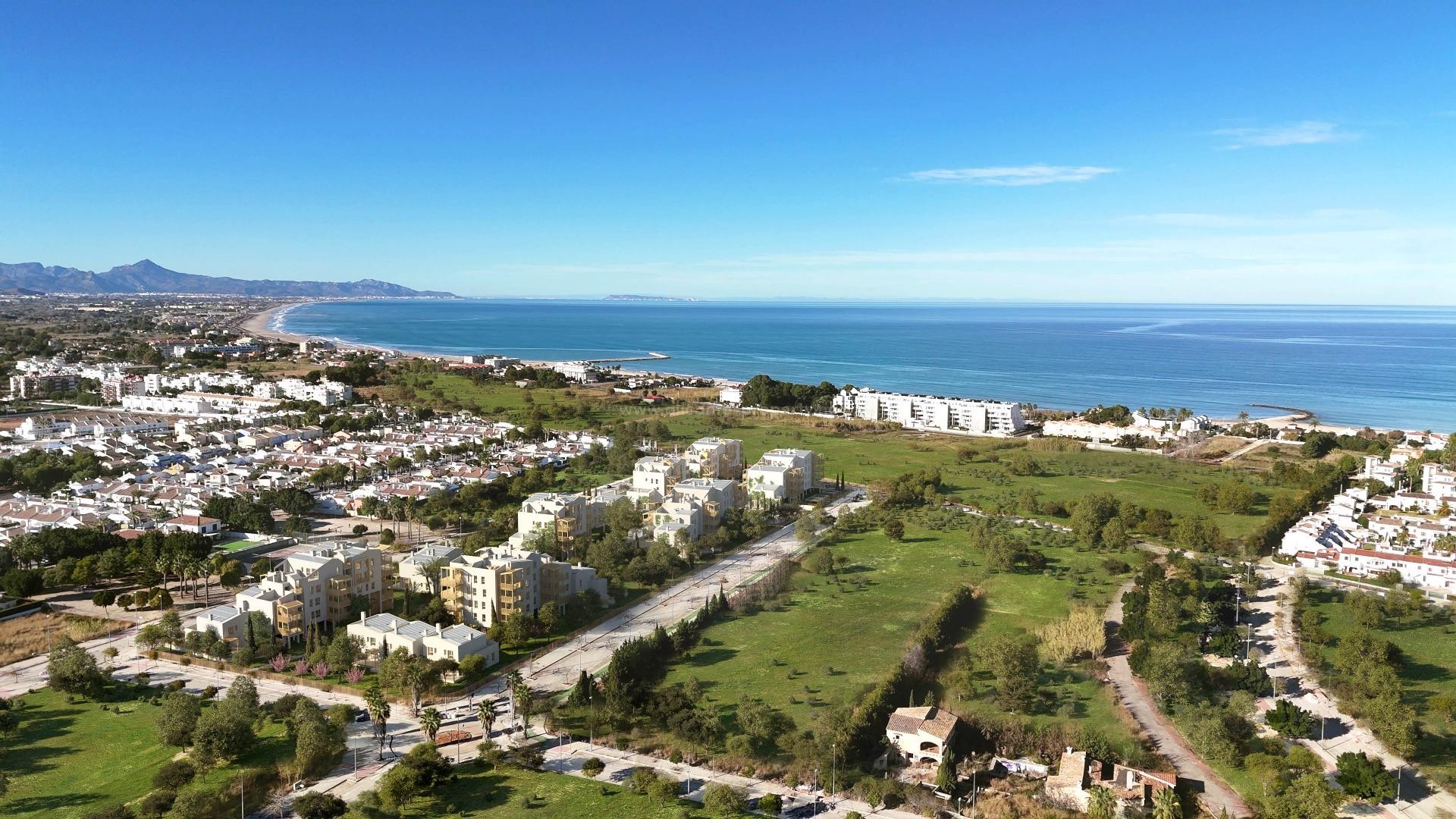 65 modern apartments and townhouses in El Vergel near Denia, 2/3 bedrooms, pool, gym, close to La Almadraba beach in Denia.