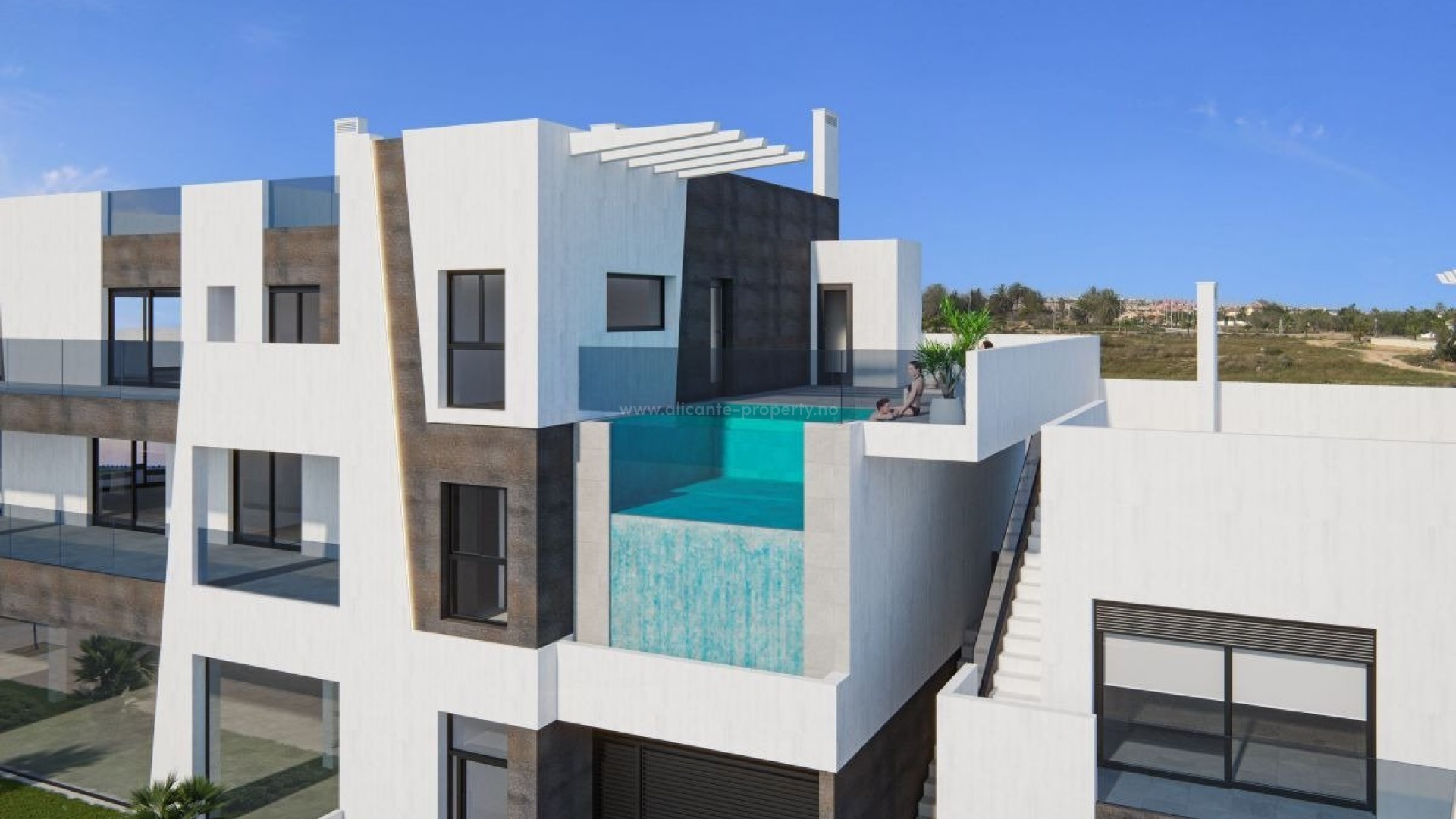 8 bungalows - apartments in Pilar de La Horadada, rooftop pool, 2/3 bedrooms, 2 bathrooms, large garden or solarium, close to beautiful beaches