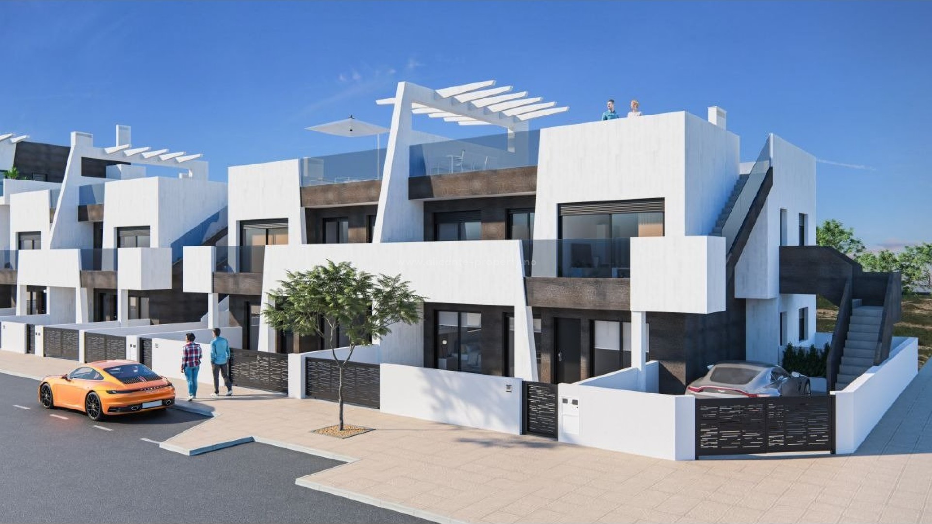 8 bungalows - apartments in Pilar de La Horadada, rooftop pool, 2/3 bedrooms, 2 bathrooms, large garden or solarium, close to beautiful beaches