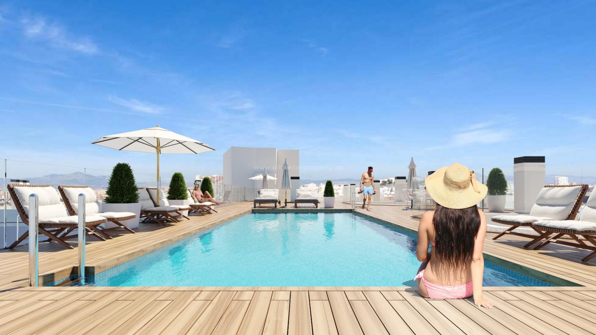 Alicante city, apartments and penthouses, 2/3/4 bedrooms in La Florida, roof terrace with swimming pool, shared garden with playground and green areas.