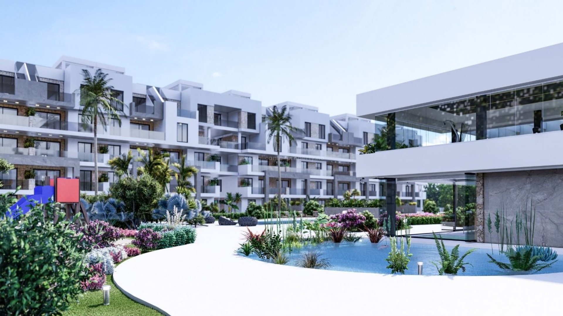 Apartments in residential complex in El Raso, Guardamar del Segura, 2/3 bedrooms, 2 bathrooms, terrace, nature and swimming pools, including gym/spa