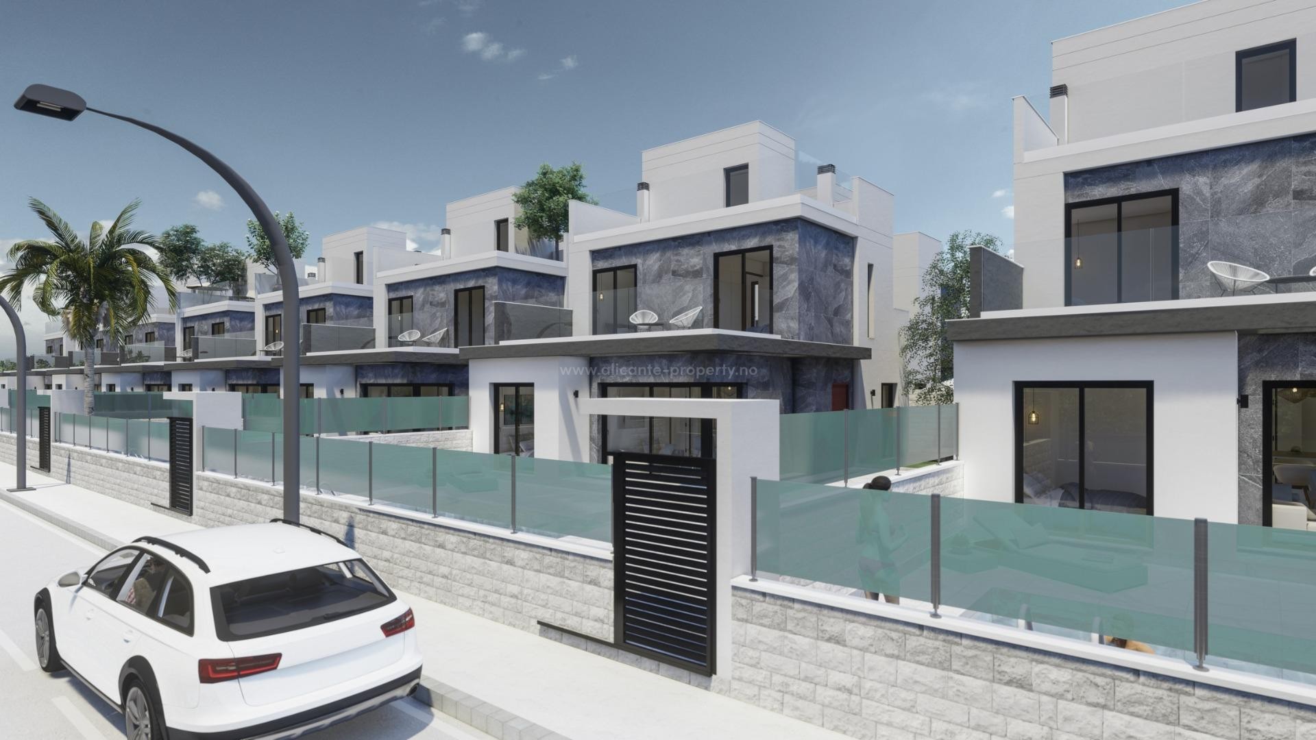 Brand new houses/villas in Pilar de La Horadada, 3 bedrooms, 2 bathrooms, garden with pool, terrace, solarium and basement with parking