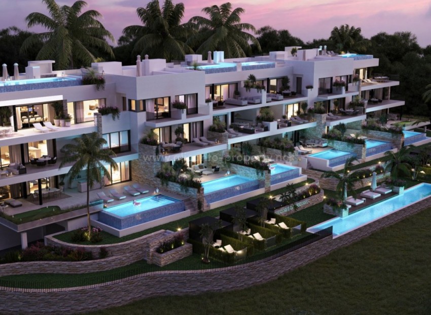 Brand new luxury apartments in Las Colinas Golf, Country Club, 3 bedrooms, 2 bathrooms, wine room, ground floor apartments and penthouses have private swimming pools