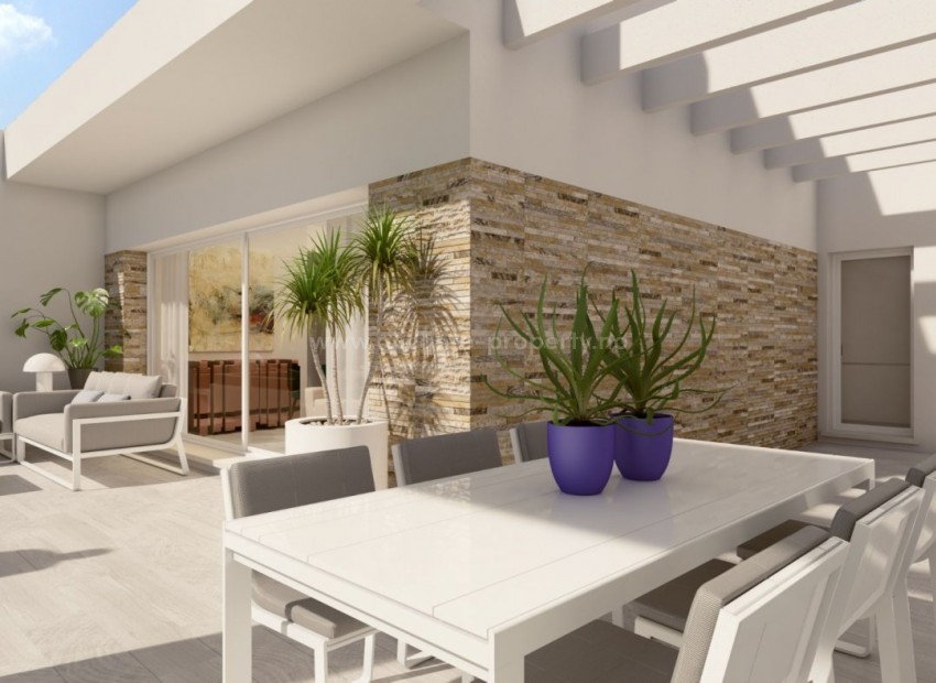 Brand new residential complex in La Finca Golf, Algorfa, 3 bedrooms, 2 bathrooms, open kitchen with living room, garden with private pool, terrace and parking