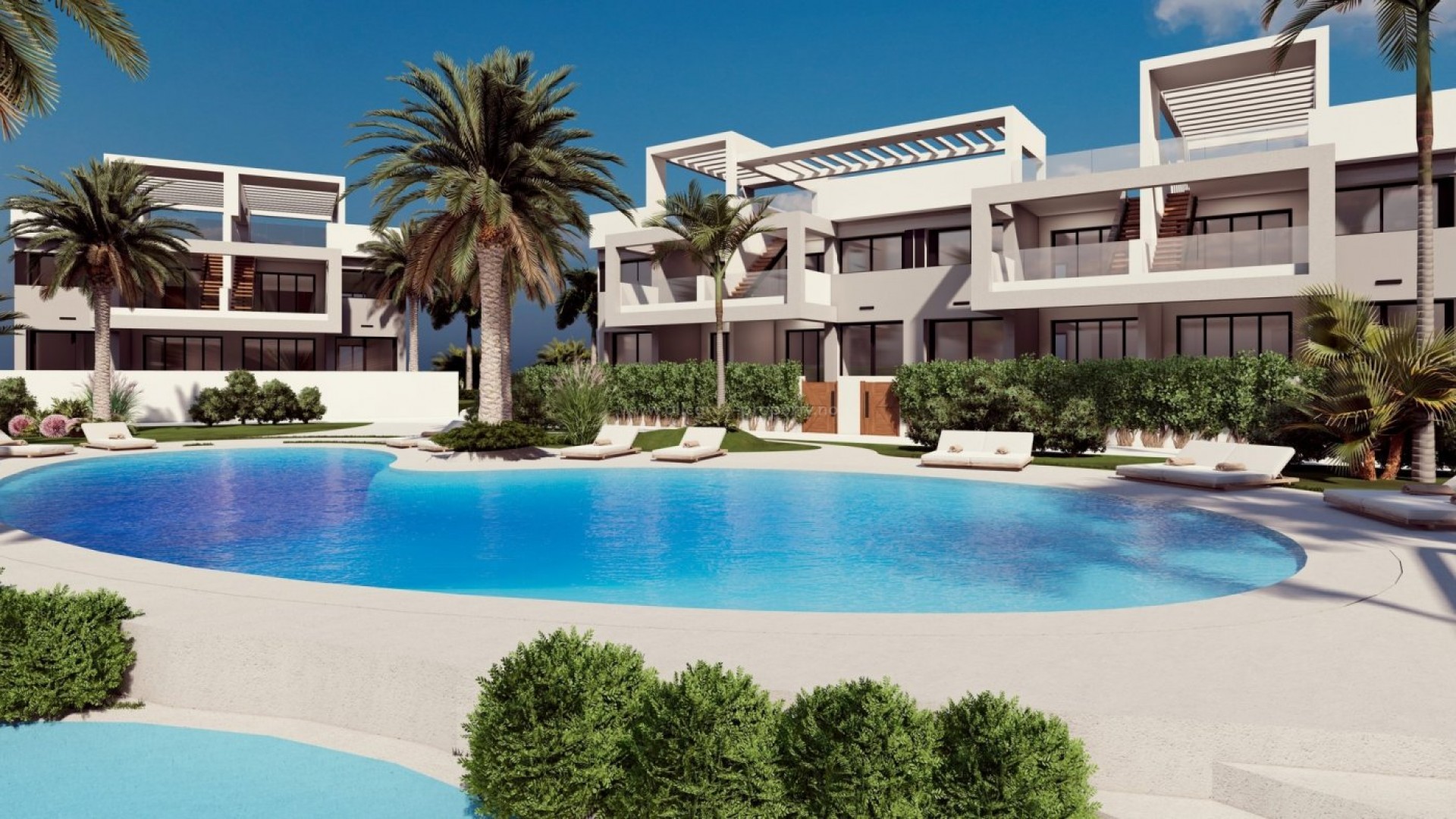 Bungalow apartments in Torrevieja (Los Balcones), 2 bedrooms, 3 pool areas, jacuzzi, gym, terraces or solarium