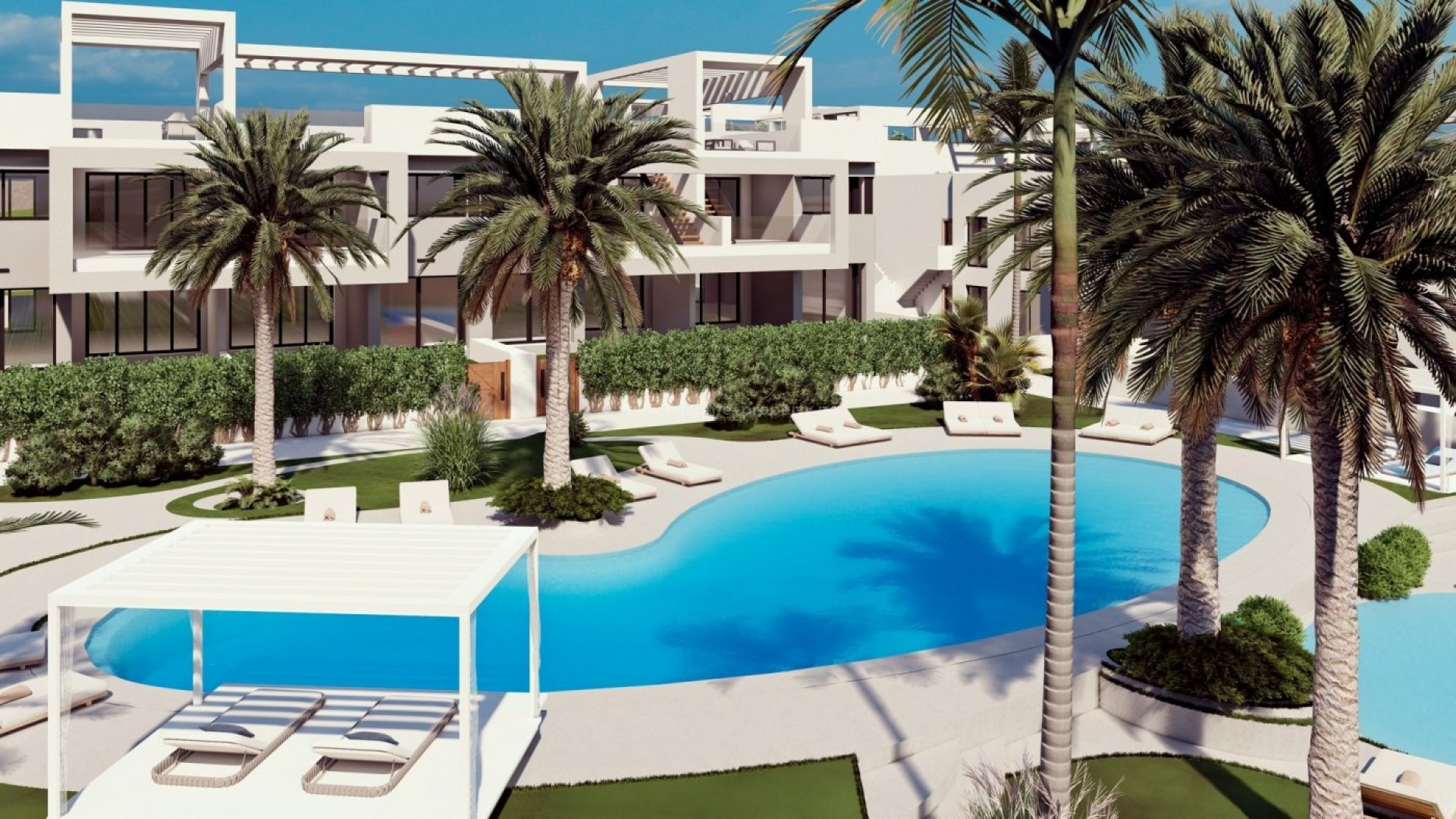 Bungalow apartments in Torrevieja (Los Balcones), 2 bedrooms, 3 pool areas, jacuzzi, gym, terraces or solarium