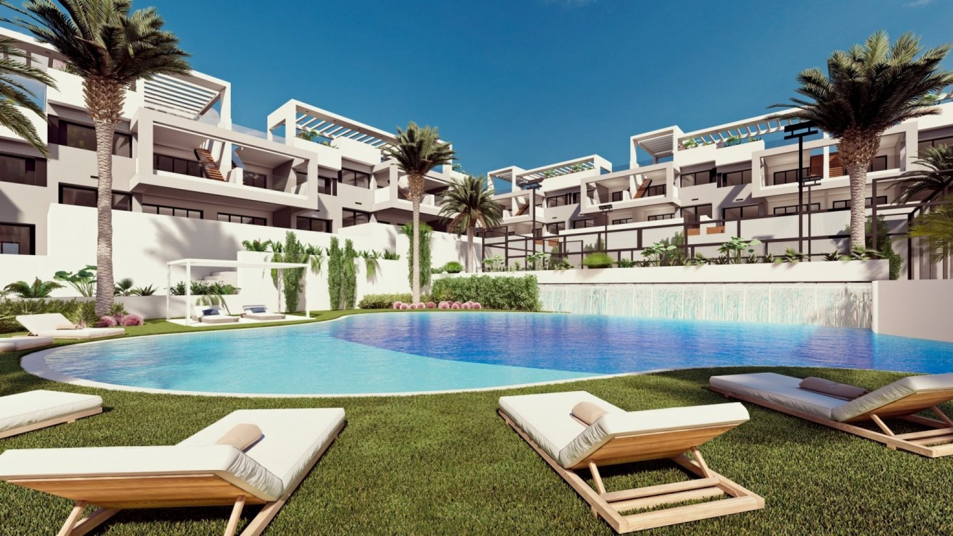 Bungalow apartments in Torrevieja (Los Balcones), 2 bedrooms, 3 pool areas, jacuzzi, gym, terraces or solarium