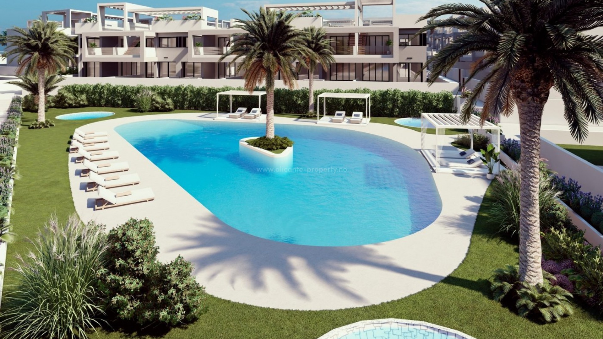 Bungalow apartments in Torrevieja (Los Balcones), 2 bedrooms, 3 pool areas, jacuzzi, gym, terraces or solarium