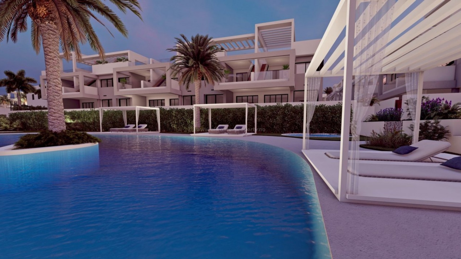 Bungalow apartments in Torrevieja (Los Balcones), 2 bedrooms, 3 pool areas, jacuzzi, gym, terraces or solarium