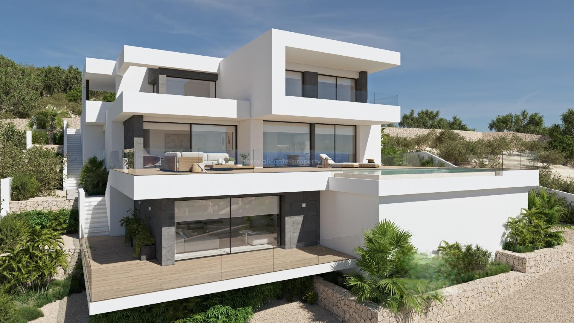 Cumbre del Sol with luxury villa with spectacular sea views, 3/4 bedrooms, 4 bathrooms, an extraordinary infinity pool on the terrace, basement