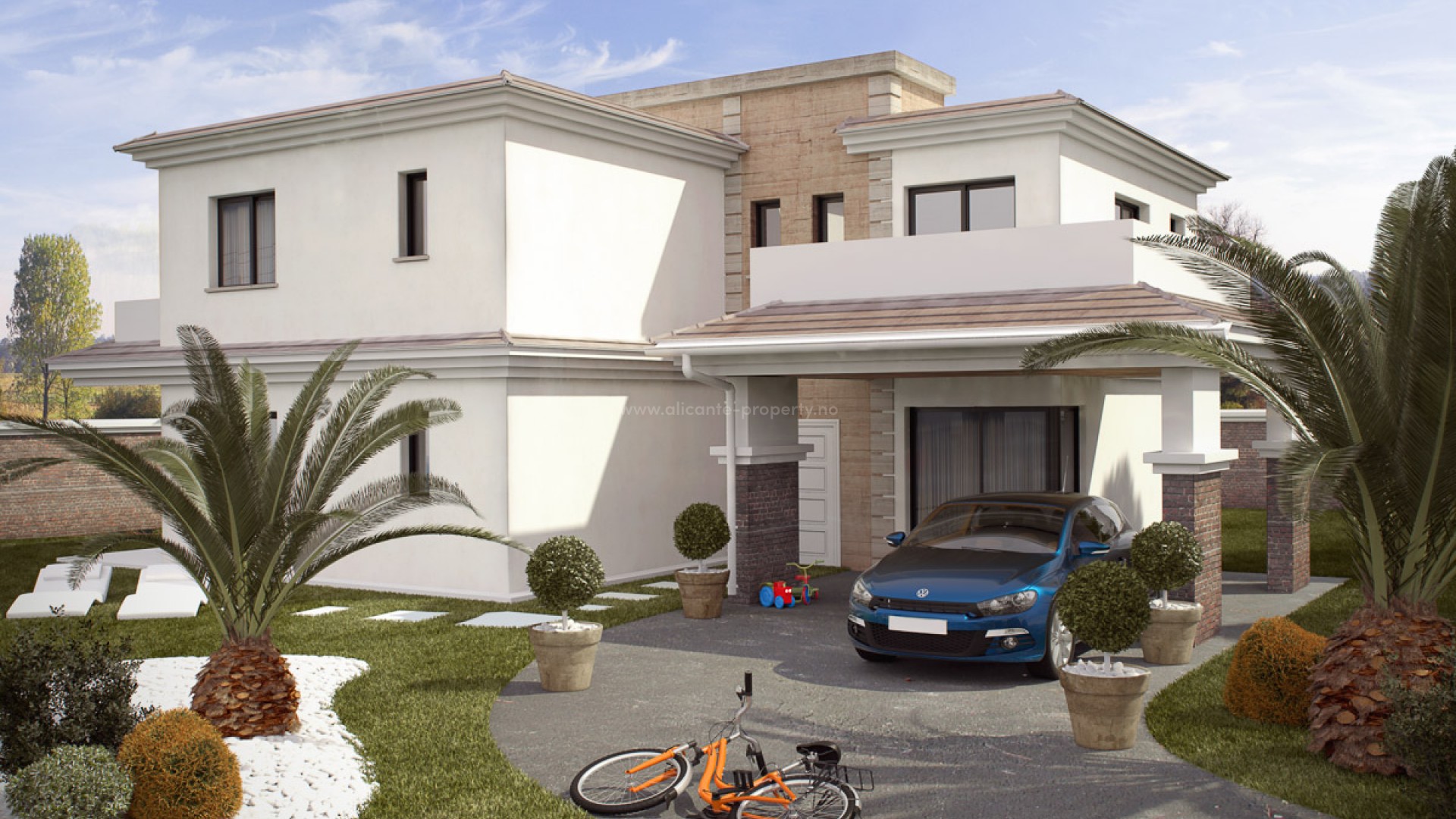 Dette er nytt hus/villa på Gran Alacant, Santa Pola på 212 kvm. 4 soverom, 3 bad, stor stua og kjøkken. Basseng/pool og egen parkeringsplass. Strand 2 km.