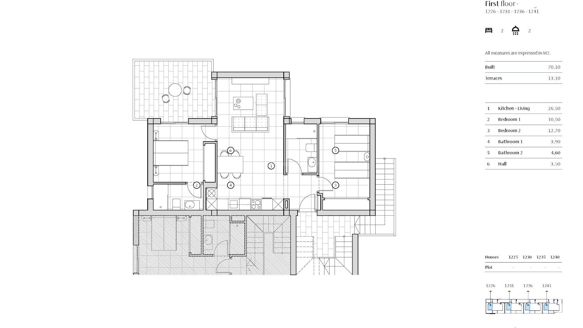 Different types of new bungalows, apartments and townhouses in La Finca Golf, 2 bedrooms and 2 bathrooms, vary with garden, terrace, solarium. Shared pool