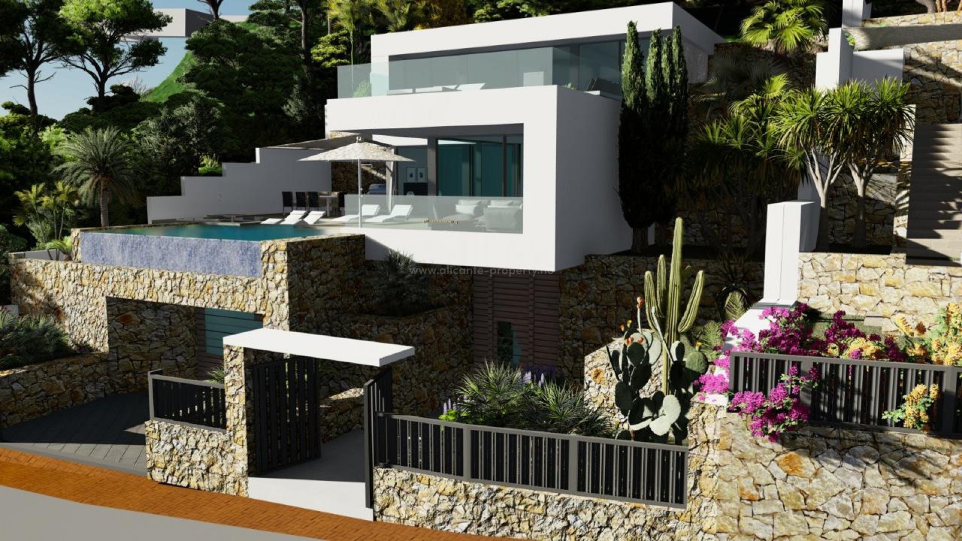 Eksklusiv luksus-villa i Maryvilla, Calpe med spektakulær utsikt utover havet og Penon og Calpe-bukta. Høyteknologisk villa med høyståend materiale