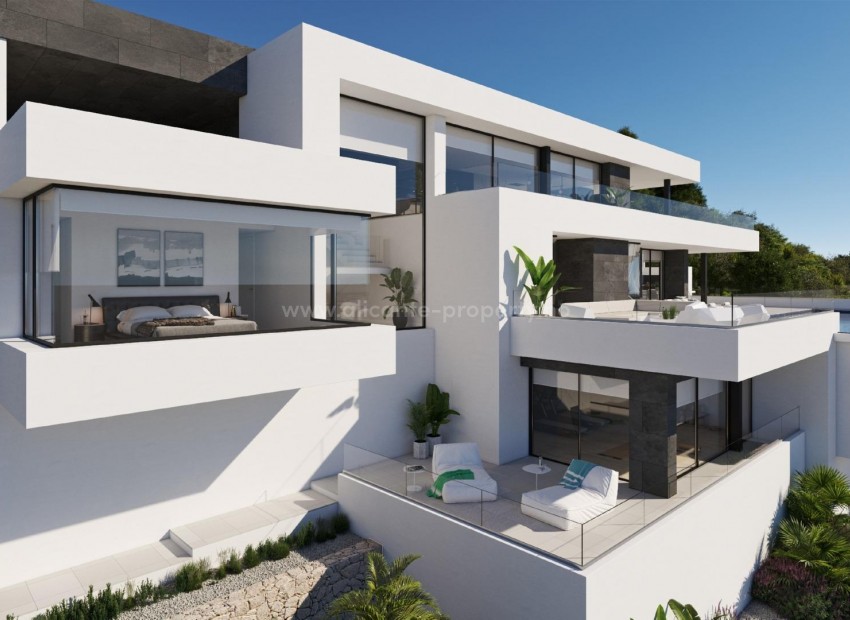 Eksklusiv villa/hus i Cumbre del Sol i Benitachell, 625 m² er fordelt på tre etasjer, utsikt over havet, stort evighetsbasseng, hovedterrassen på  91 m²