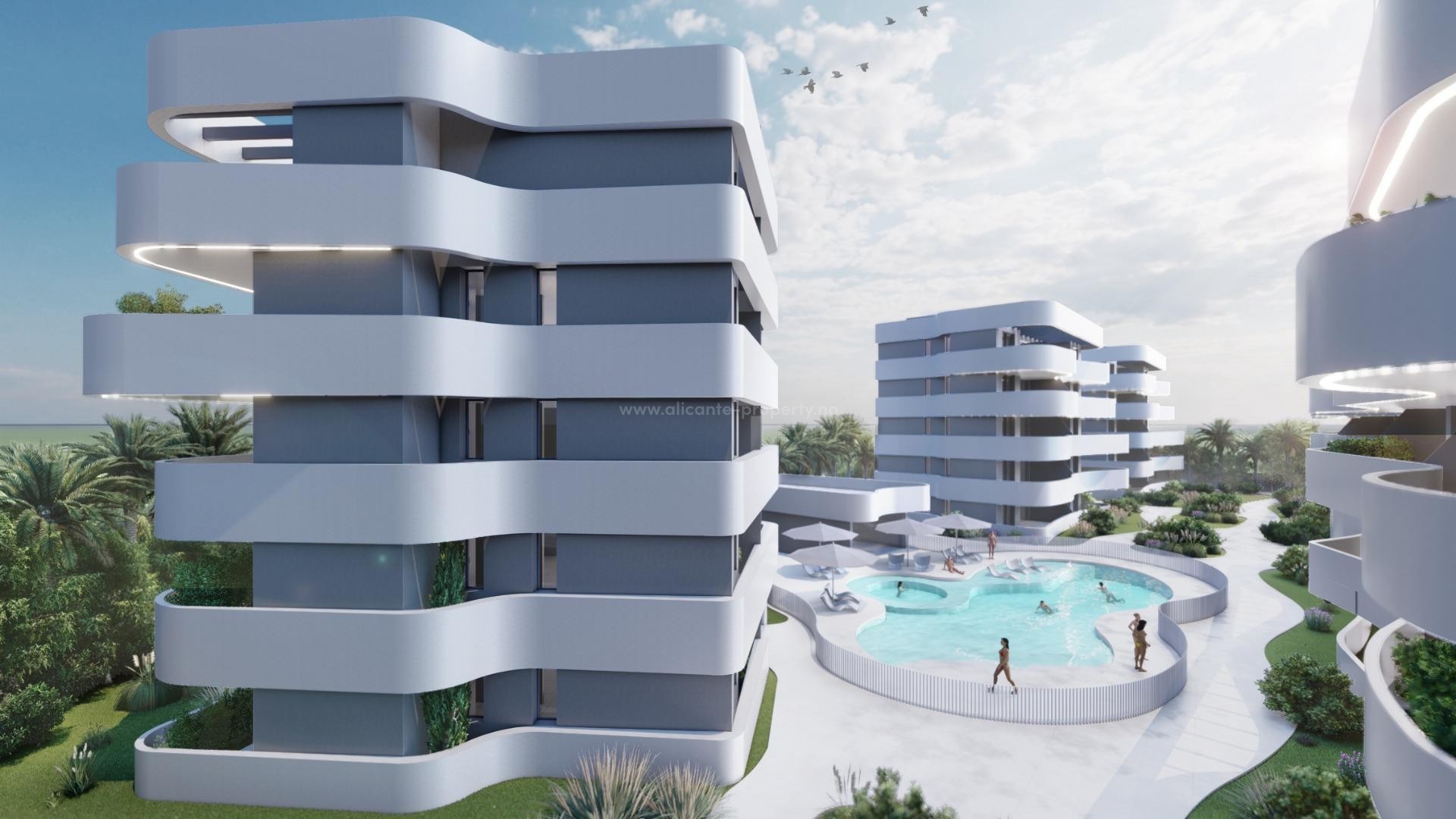 Exclusive apartments/penthouses in El Raso, Guardamar del Segura, 2/3 bedrooms, 2 bathrooms, smart alarm, cameras, intercom, appliances, air conditioning etc.