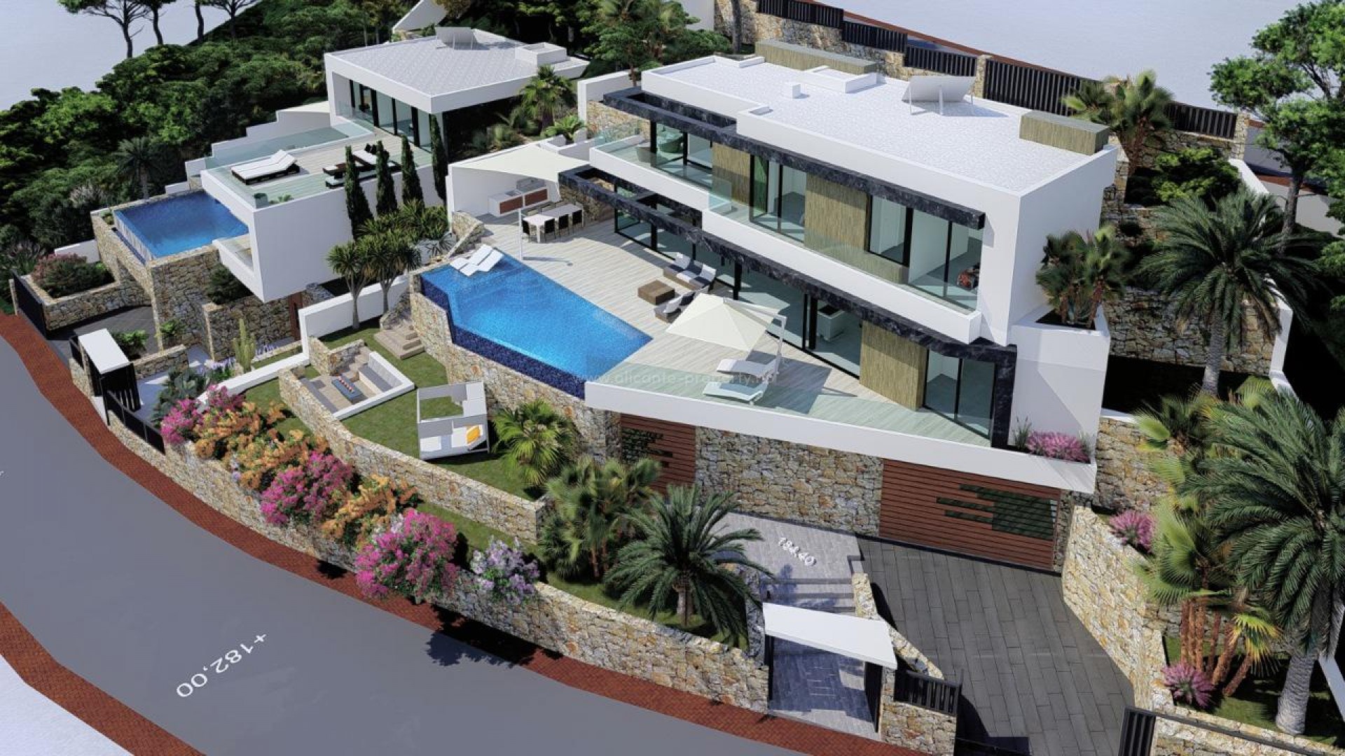 Exclusive luxury villa in Maryvilla, Calpe with spectacular views over the sea and the Penon and Calpe bays. High-tech villa with high-quality materials