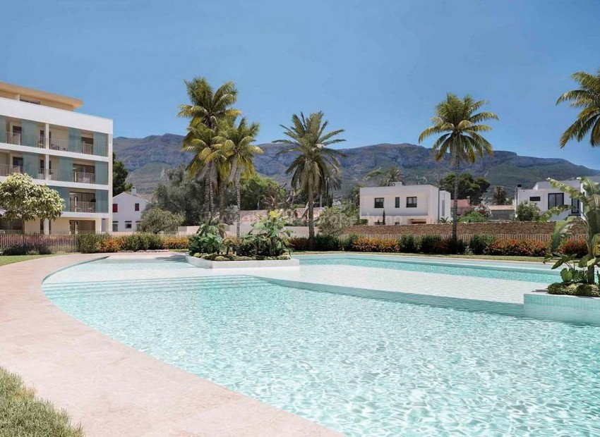 Exclusive new apartments and penthouses in Denia, 2/3/4 bedrooms, 2 bathrooms, all with terraces. Communal swimming pool and gym. Steps from the sea.