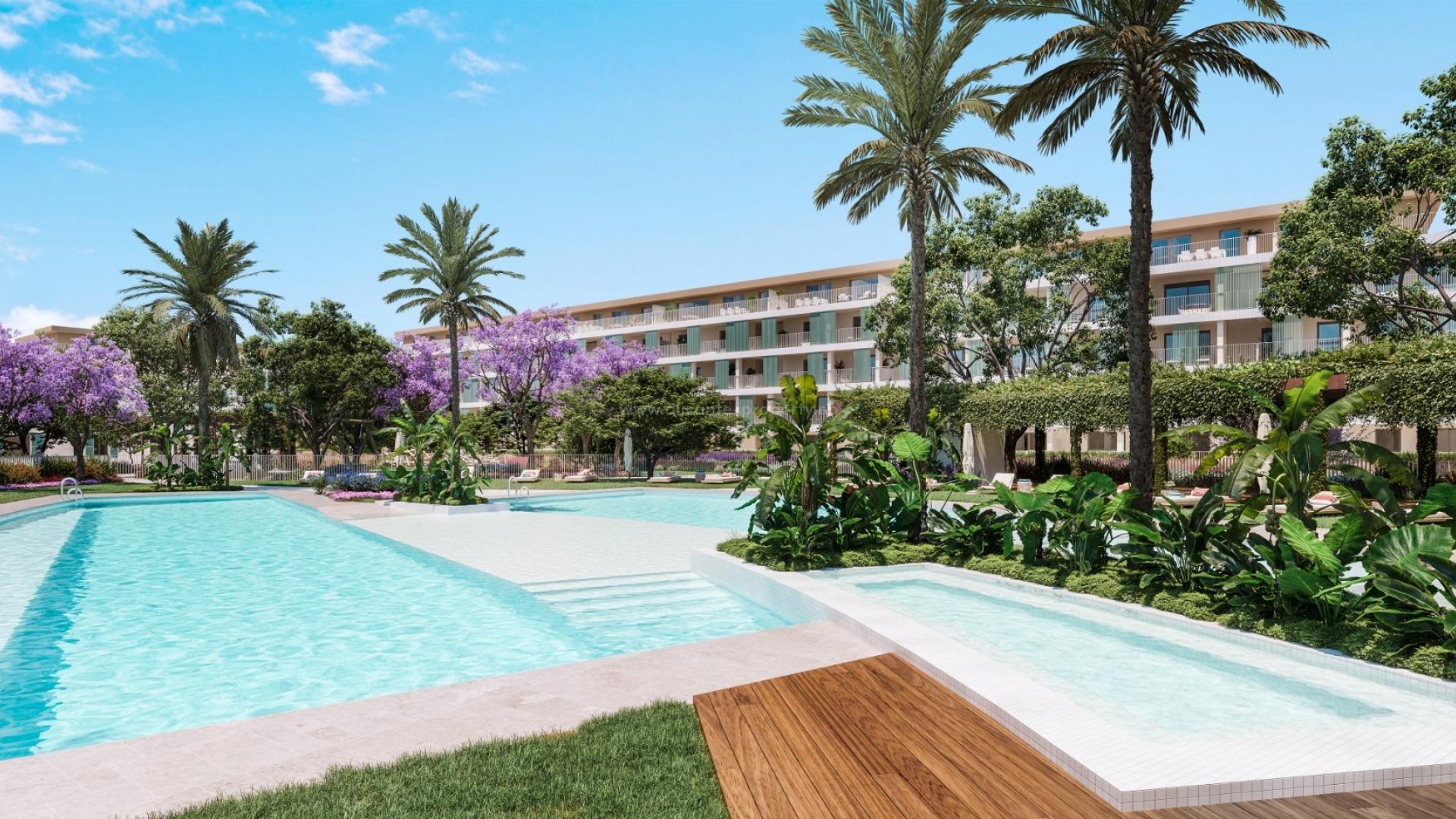 Exclusive new apartments and penthouses in Denia, 2/3/4 bedrooms, 2 bathrooms, all with terraces. Communal swimming pool and gym. Steps from the sea.