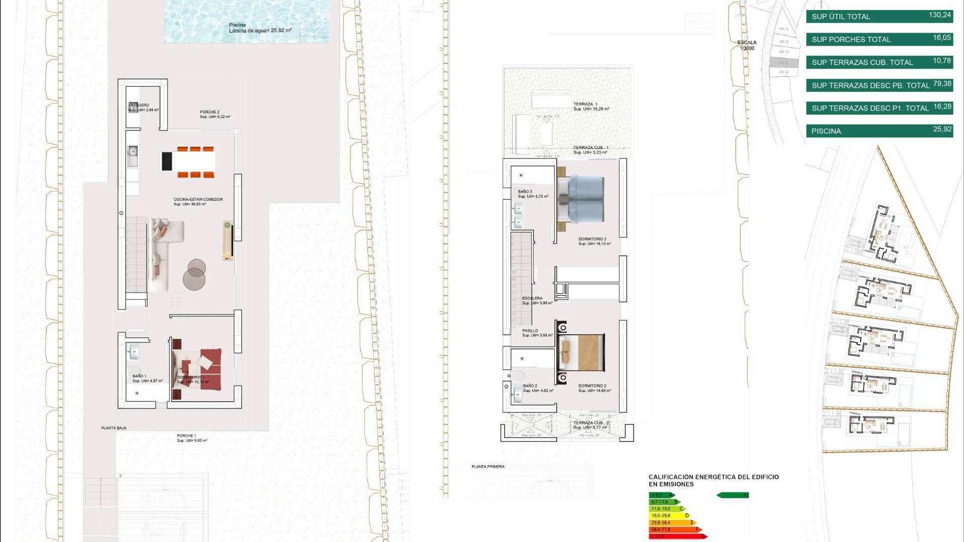 Finestrat with new villas/houses with sea views in Sierra Cortina, 3 bedrooms, 3 bathrooms, terrace with fantastic views of Benidorm, private garden with pool