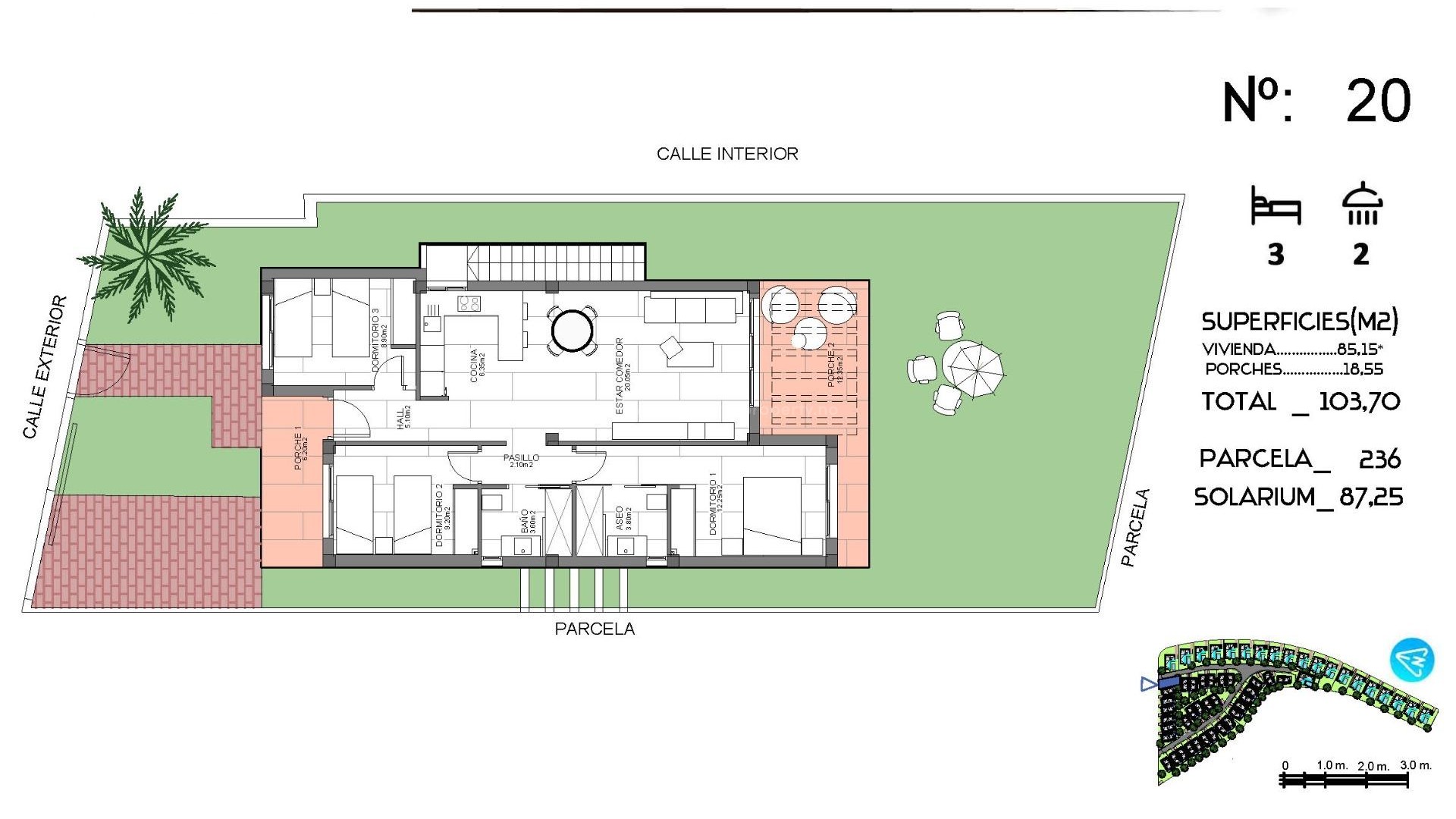 Houses and Villas in La Finca Golf Resort, Algorfa, 1 floor and consists of 3 bedrooms, 2 bathrooms, terrace, solarium, private garden with pool and parking.