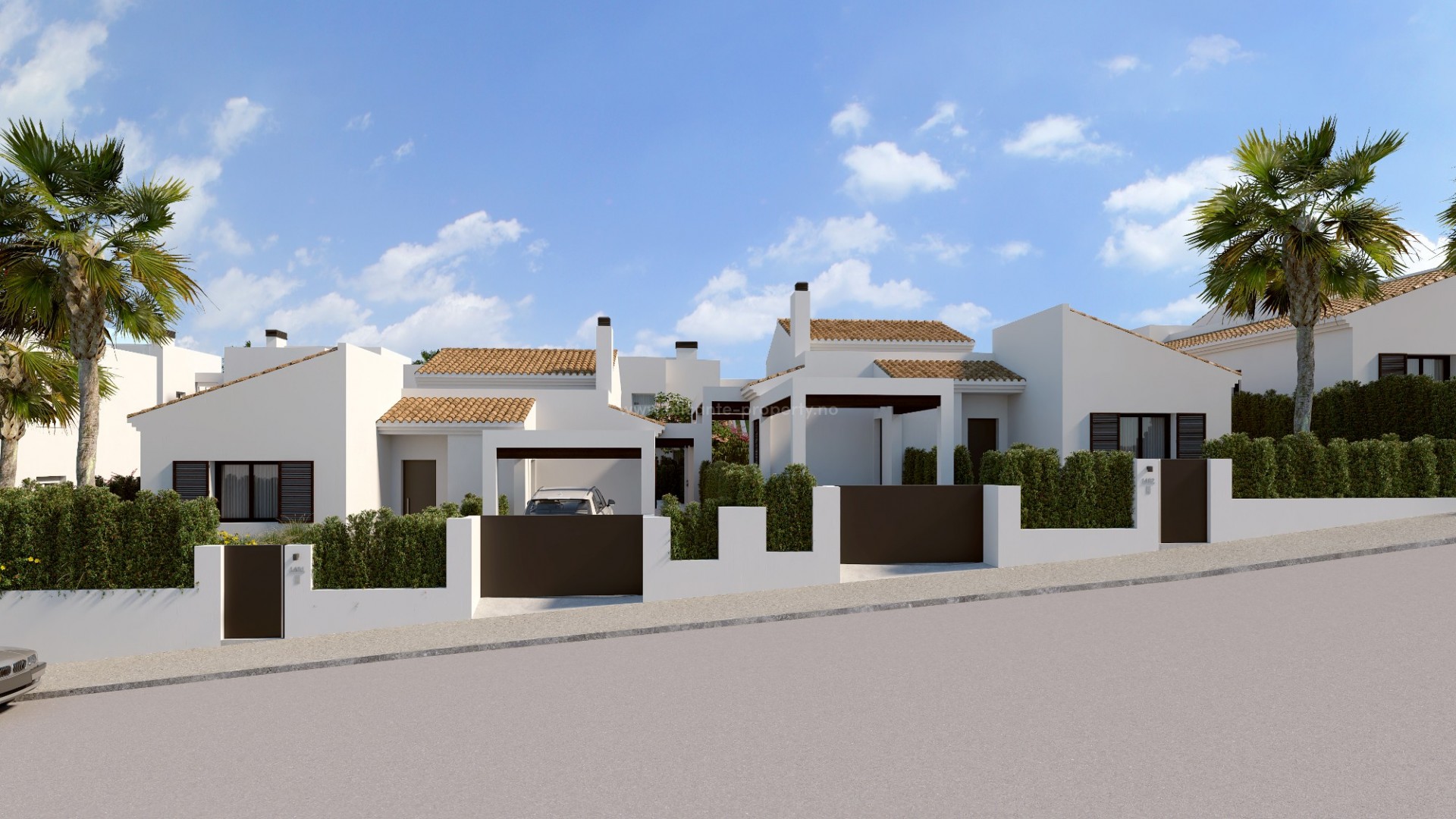 Houses/Villas at La Finca Golf Resort, 3 bedrooms, 2 bathrooms, private garden with swimming pool, large terrace, a pergola for parking