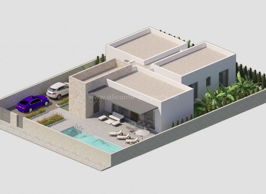 Luksus-villa i Benijofar, 3 soverom(ett av dem en-suite) , 3 bad, privat basseng, hage med flott utsikt, privat tomt med terrasse og parkeringsplass