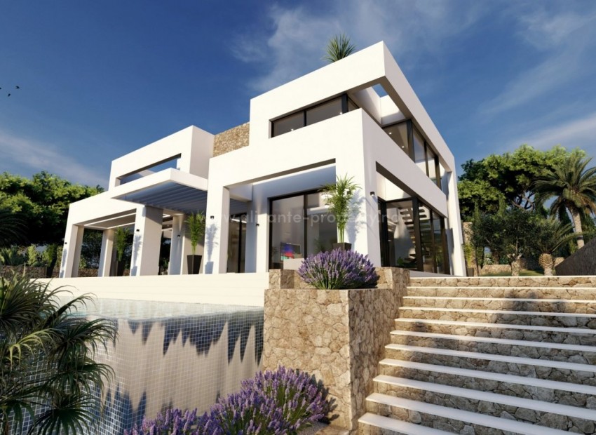 Luksus-villa i Benissa med 4 soverom og 4 bad, stort evighetsbasseng, terrasser, gjennomført kvalitet i hele huset
