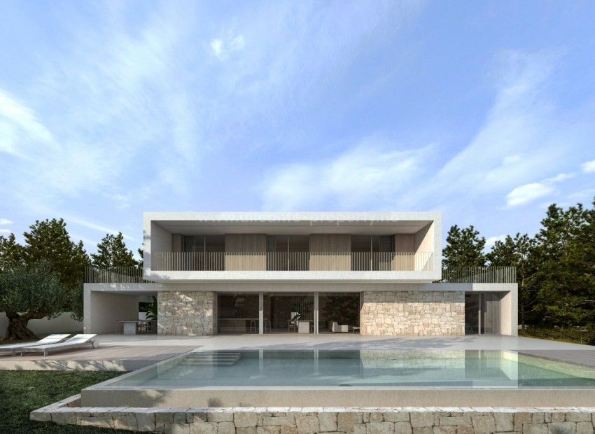 Luksus-villa i Calpe nær stranden, 430 m2 pluss 200 m2 med terrasser. 4 soverom, 5 bad. Bassenget på terrassen er 11m. Utsikt til Peñón de Ifach