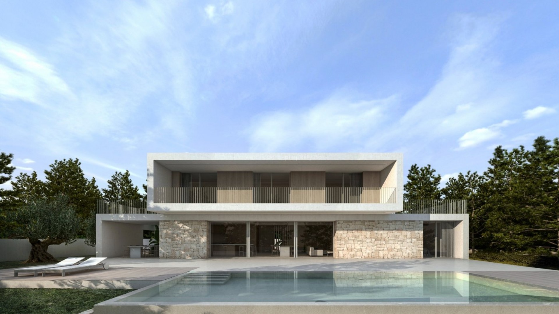 Luksus-villa i Calpe nær stranden, 430 m2 pluss 200 m2 med terrasser. 4 soverom, 5 bad. Bassenget på terrassen er 11m. Utsikt til Peñón de Ifach