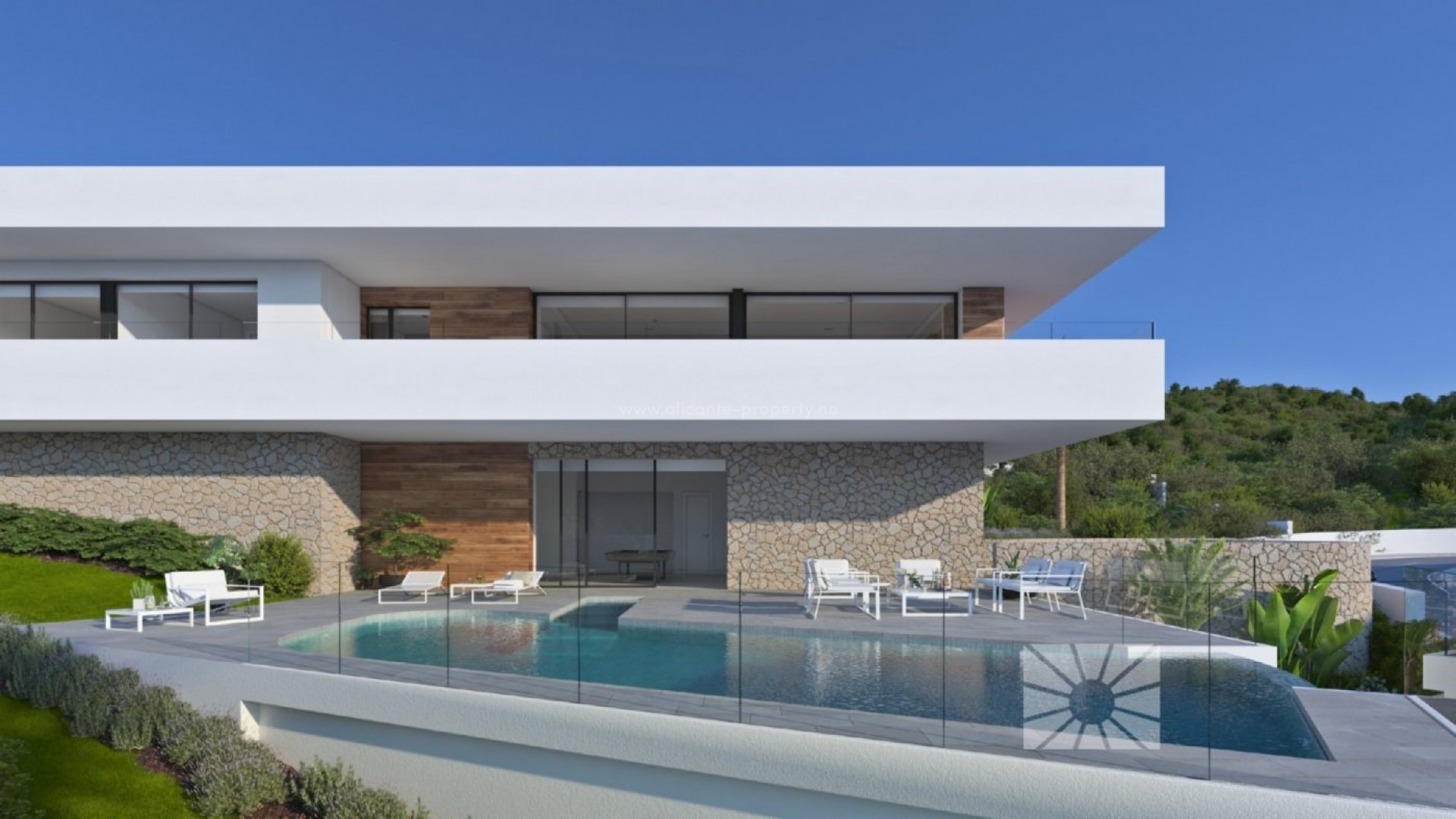 Luksus-villa til salgs i Cumbres del Sol, Benitachell, 3 soverom, 4 bad, terrasse med svømmebasseng og havutsikt, hageområde og dobbel garasje