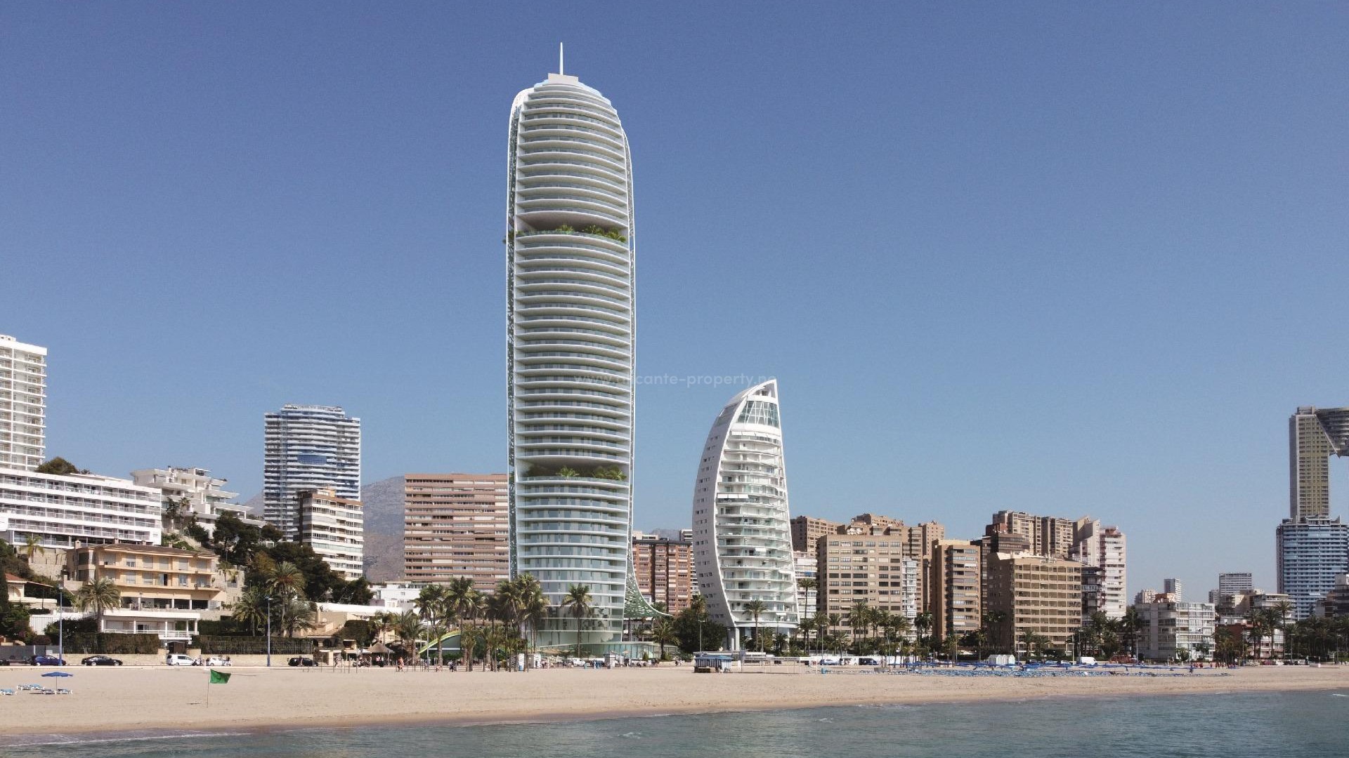 Luxurious frontline apartment complex in Benidorm, different sizes of apartments all with fantastic communal areas