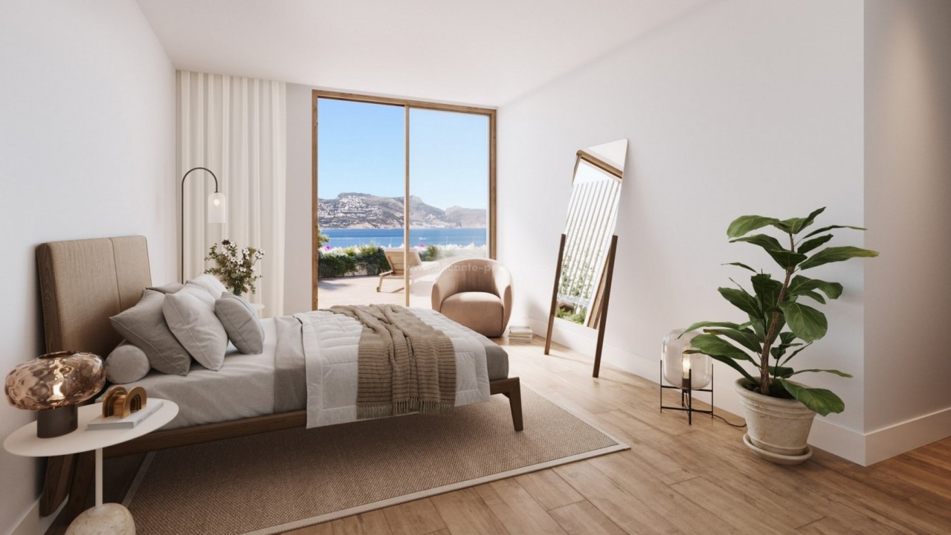 Luxury complex of apartments/penthouses in Albir, 3 bedrooms, 2 bathrooms, some with terrace, private garden or large private solarium, shared pool, just steps from the sea.