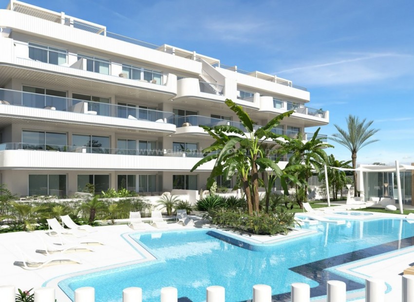 Luxury homes in Lomas de Cabo Roig, apartments and penthouses, 2/3 bedrooms and 2 bathrooms, common areas, garden and play area around, large swimming pool