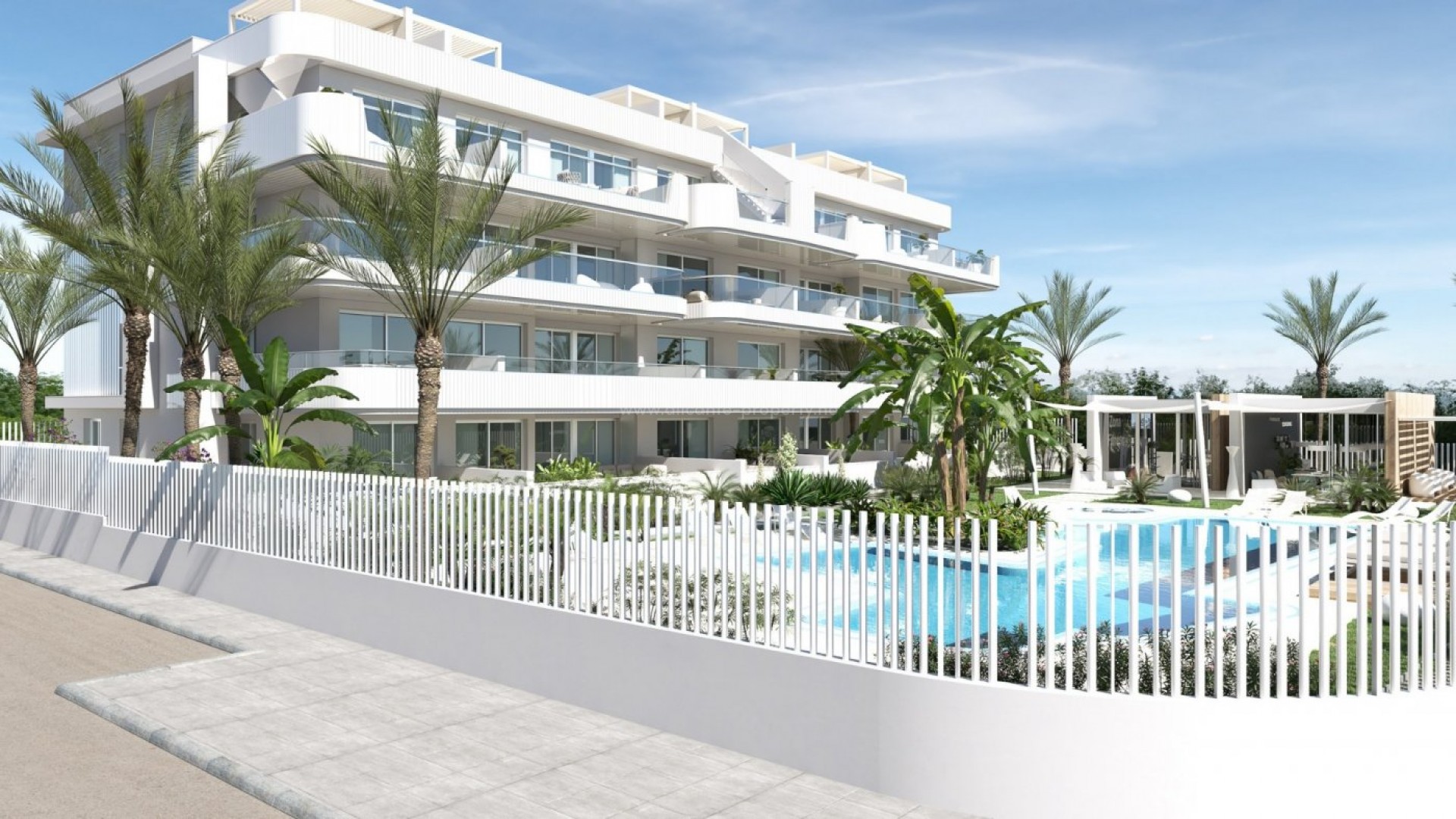 Luxury homes in Lomas de Cabo Roig, apartments and penthouses, 2/3 bedrooms and 2 bathrooms, common areas, garden and play area around, large swimming pool