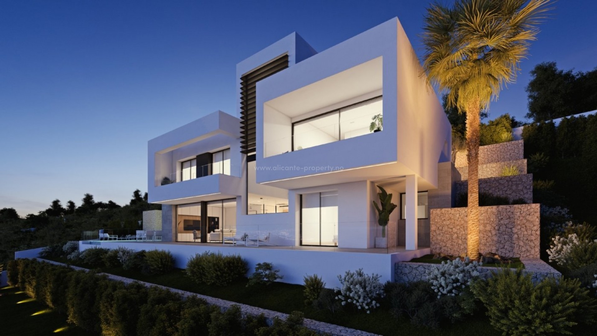 Luxury villa in Altea, 360° views of the sea and Benidorm, 4 bedrooms, 6 bathrooms, large terrace with swimming pool, the villa is automated