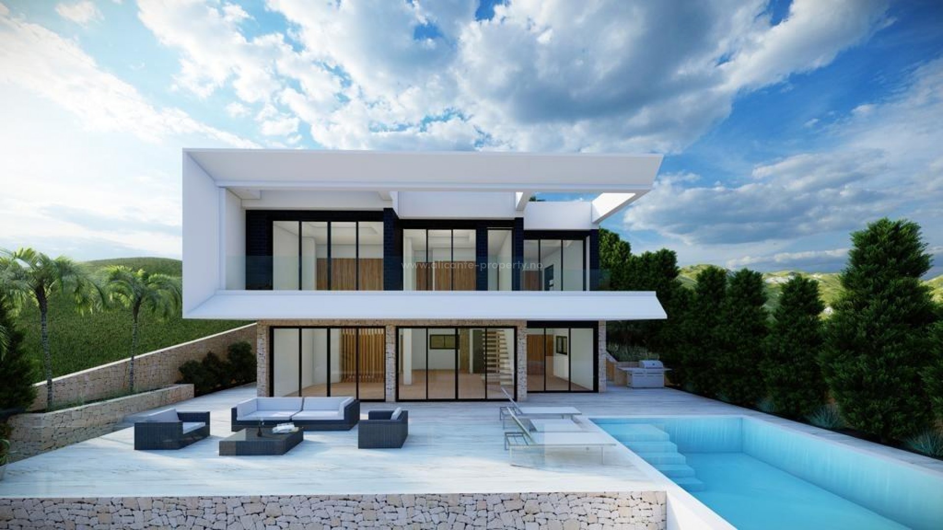 Luxury villa in Altea Hills, 4 bedrooms, 5 bathrooms, living area of 330 m2, infinity pool with salt water system, can be adapted to wishes and needs