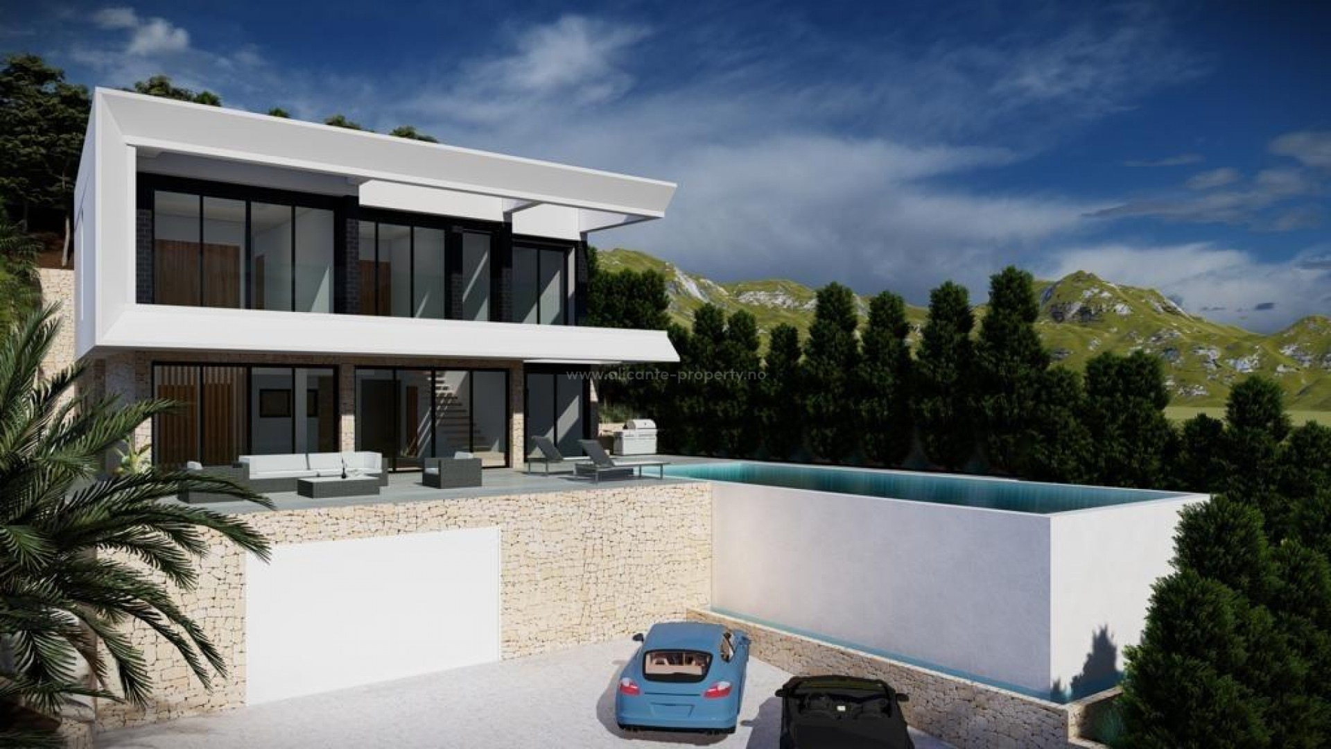 Luxury villa in Altea Hills, 4 bedrooms, 5 bathrooms, living area of 330 m2, infinity pool with salt water system, can be adapted to wishes and needs