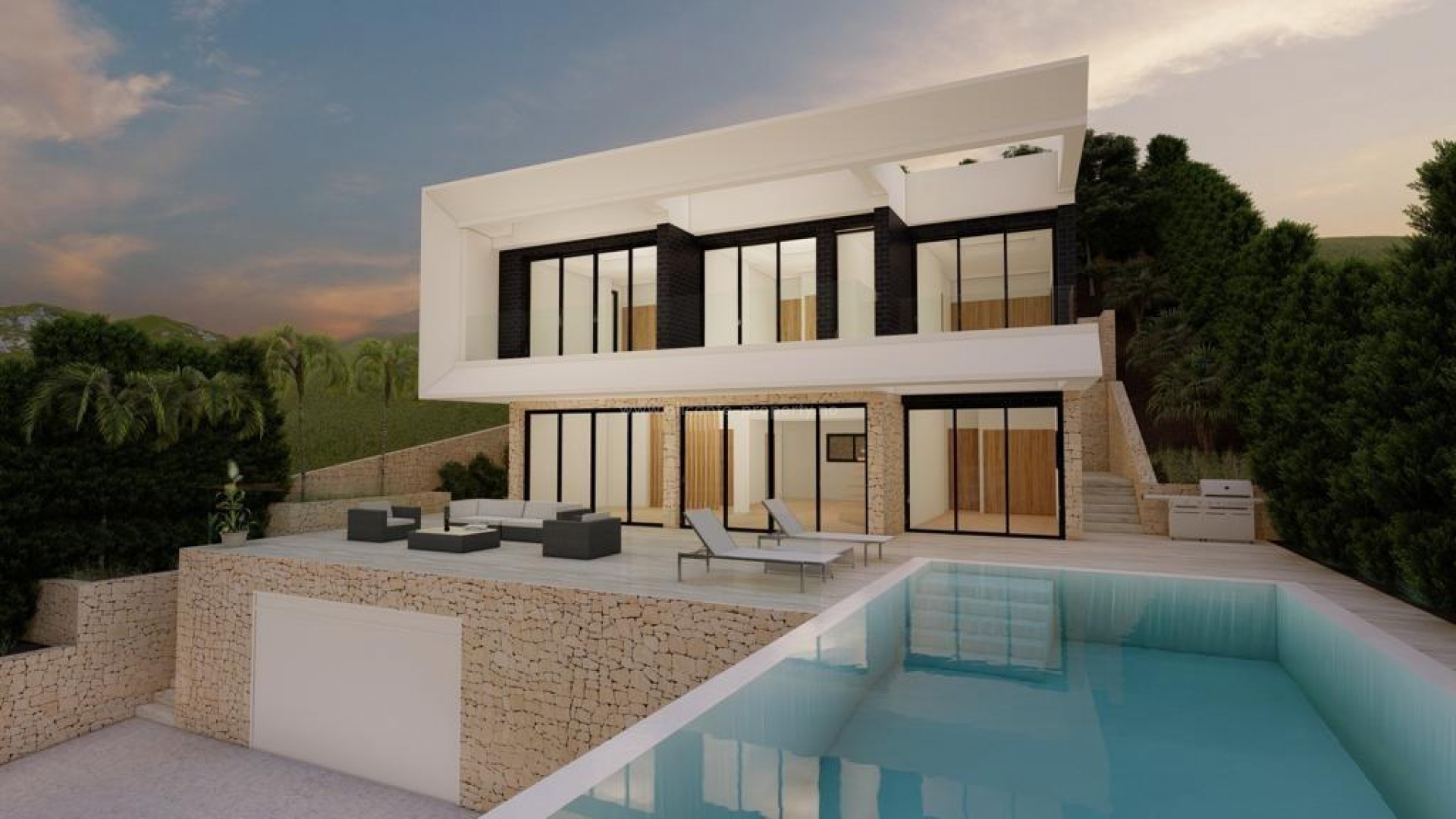 Luxury villa in Altea Hills, 4 bedrooms, 5 bathrooms, living area of 330 m2, infinity pool with salt water system, can be adapted to wishes and needs