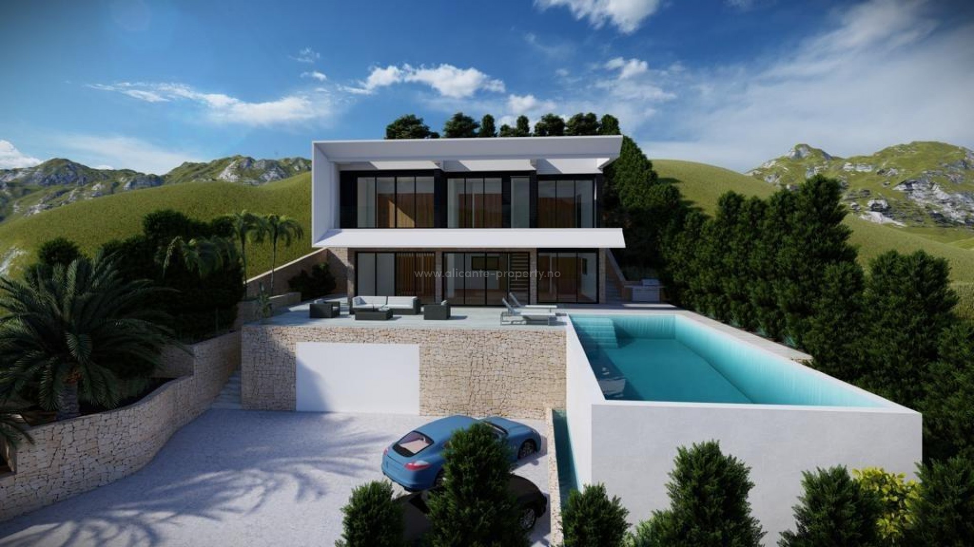 Luxury villa in Altea Hills, 4 bedrooms, 5 bathrooms, living area of 330 m2, infinity pool with salt water system, can be adapted to wishes and needs