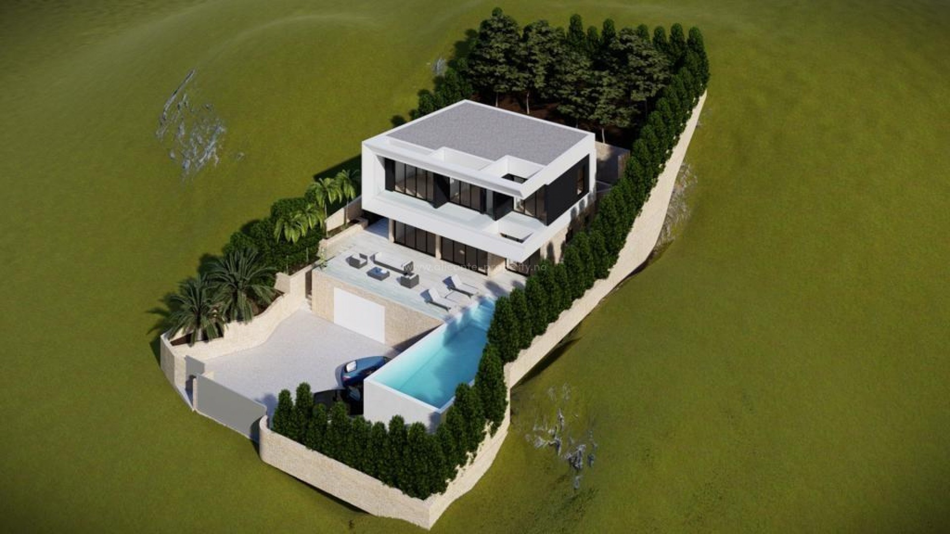 Luxury villa in Altea Hills, 4 bedrooms, 5 bathrooms, living area of 330 m2, infinity pool with salt water system, can be adapted to wishes and needs