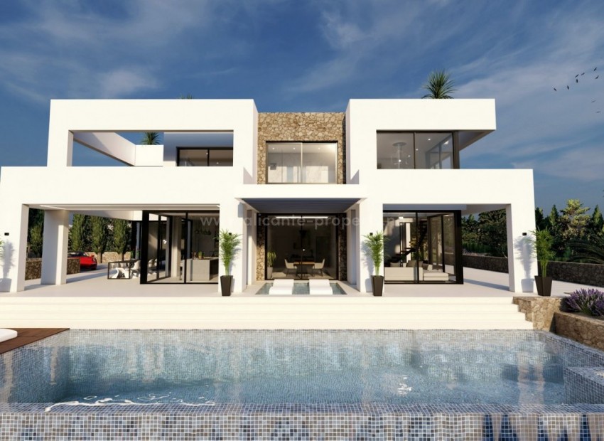 Luxury villa in Benissa with 4 bedrooms and 4 bathrooms, large infinity pool, terraces, complete quality throughout the house